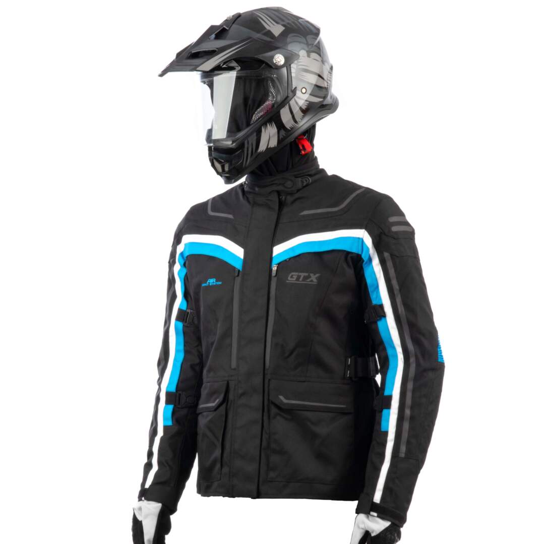 Куртка мотоциклетная (текстиль) женская GTX EJ-2424 BLACK/LIGHT BLUE (XL)